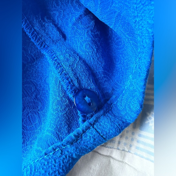 80s Vintage Northern Traditions Womens Blue 100% Silk Floral Flowy Top Small - Picture 5 of 10